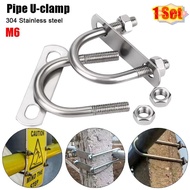 CEYOU 1Set M6 Round Tube Clamp, Screws 304 Stainless Steel Pipe U-clamp,  With Baffle Round Bolt for