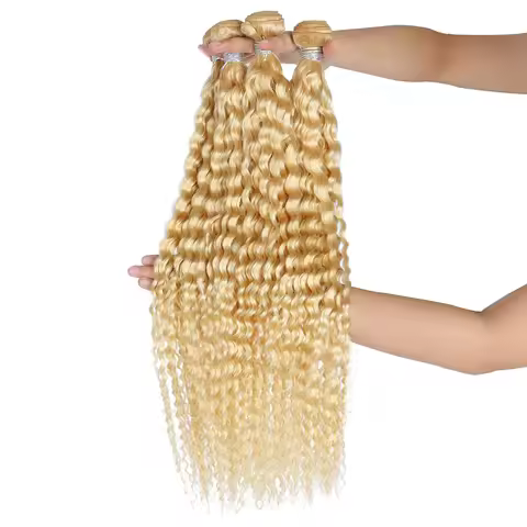 12A Raw Vietnames Blonde 613 Deep Wave Human Hair Bundles 1/2/3/4 Pcs Curly Hair Extension Woman Wet