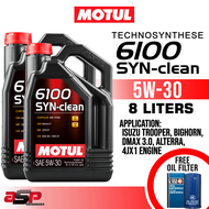 MOTUL 6100 SYN-Clean 5W30 Diesel Oil 8 Liters Bundle for ISUZU TROOPER 2000, BIGHORN, DMAX 3.0, ALTERRA, 4JX1 ENGINE