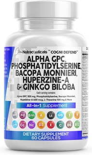 Clean Nutraceuticals Alpha GPC Choline 300mg Phosphatidylserine 3000mg Bacopa Monnieri 6000mg Ginkgo