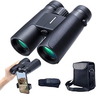 12x42 Binoculars for Adults, Portable and Waterproof Compact Binoculars with Low Light Night Vision, HD Clear High Power Large View Binoculars with Upgraded Phone Adapter for Bird Watching, Hunting