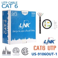 LINK สายแลน US-9106OUT-1 UTP CABLE CAT 6 (Double JacKet) สำหรับใช้ภายนอกอาคาร ยาว 100เมตร / กล่อง