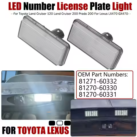 2pcs LED Car Number License Plate Light For Toyota Land Cruiser 120 Land Cruiser 200 Prado 200 for L