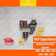 10uF Aluminum Electrolytic Capacitor 100v 160v 200v 250v 350v 400v 450v