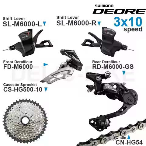 SHIMANO DEORE M6000 3x10v Groupset with Left/Right Shifter Front Rear Derailleur Cassette Sprocket C