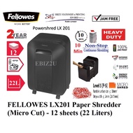 FELLOWES LX201 Paper Shredder (Micro Cut) 2 x 12 mm - 12 sheets (22 Liters) (Paper Shredder, Shredder Machine)