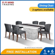 Kishore Marble Dining Set/ Marble Dining Table/ Meja Makan 6 Kerusi/ Meja Makan Marble/ Meja Makan Set
