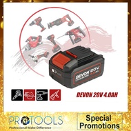 DEVON 20V 4.0AH LI-ION BATTERY PACK WITH BATTERY INDICATOR SUITABLE FOR 5401 / 5733 / 2903 (12 MONTH