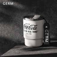 格沵（germ） 可口可乐联名水杯咖啡杯大容量双饮车载杯子竹简款保温杯 水墨白360ML【可口可乐联名】