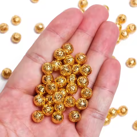100pcs/bag 6mm/8mm/10mm Gold/Silver Color Round Metal Ball Spacer Beads For Bracelet Jewelry Making 