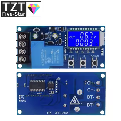 GREATZT 1/2PCS DC 6-60v 30A Storage battery Charging Control Module Protection Board Charger Time Sw