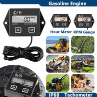 Waterproof Gasoline Engine RPM Speed Gauge Motorcycle Tachometer Working Hours Meter 2/4 Stroke Tach
