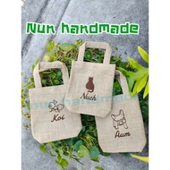 Name Embroidered Bag Rice Shape Put In A Yeti Glass