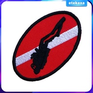 [Etekaxa] Ellipse Scuba Dive Diver Flag Patch Backpack Iron On Emblem Souvenir with