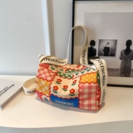 Thailand Gentle Woman Painted Print Cute Canvas Bag 2023 New Casual All-Matching Shoulder Bag