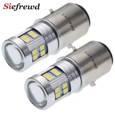 2x Motorcycle LED Headlight BA20D H6 Bixenon Beam 2835 24SMD 6V 12V Motorbike Moto Scooter Moped Lig