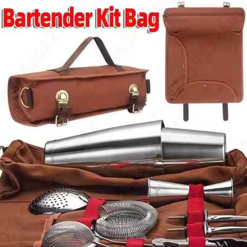 Travel Bartender Kit Bag (Without Tools) Bar Tools Retro Bag Cocktail Shaker Set Carrying Pack for H