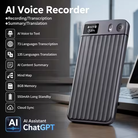 LIGE New 8GB AI Powered Voice Recorder Call Audio Recording with Speech-to-Text Summarization Transl