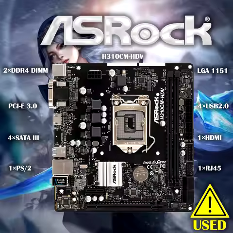 Used ASRock H310CM-HDV Original Used Desktop Intel H310 H310M DDR4 Motherboard LGA 1151 i7/i5/i3 USB