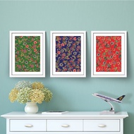 SET OF 3 Wall Decoration Poster 30X40CM ART PRINTS WITH FRAMES (BATIK TEXTILES) A