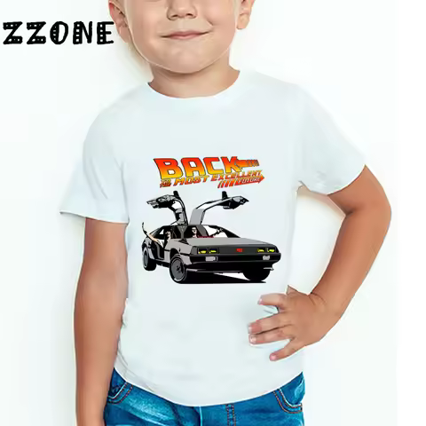 Children Back to the Future DMC Delorean T shirt Boys Girls Short Sleeve Summer Tops Kids Fashion Ca