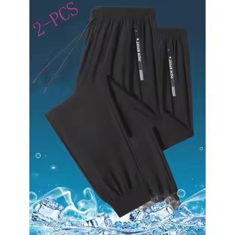 Men'S Ice Silk Pants Men'S Casual Pants Temperament Men'S Gym Pants Jogging Pants Men'S Elastic Quic