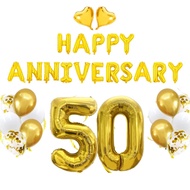 (SG Seller) 50th Wedding Anniversary, Happy Anniversary, Anniversary Balloons, 50 Balloon