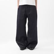 Wide Flared Fatigue Pants Deep Blue by Money Alter / Wide Flared Denim Pants Raw Denim