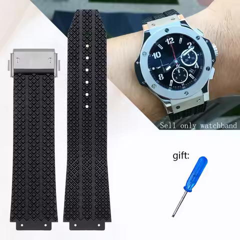 Watch Band for HUBLOT BIG BANG Silicone 26*19mm Waterproof Men's Watch Strap Chain Watch Accessories