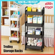 3/4 Tier Trolley Rack Storage Shelf with Wheel Home Office Kitchen Organizer Multifunction Multi-layer Shelves Rak Troli