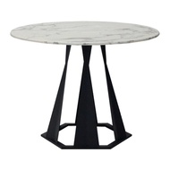 SB Design Square KONCEPT FURNITURE โต๊ะอาหารขาเหล็กท๊อปหิน รุ่น Hershey สีขาว (100X100X75 ซม.)