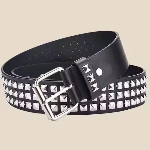 Fashion Rivet Belt Metal Belt Men and Women Punk Hardware Jeans Belt Y2K Belt Designer Belt Women's