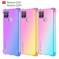 Realme C21Y C25Y Case Rainbow Shockproof TPU Silicone Soft Back Casing Cover