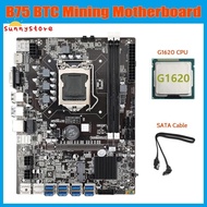 B75 ETH Mining Motherboard 8XPCIE USB Adapter+G1620 CPU+SATA Cable LGA1155 MSATA DDR3 B75 USB BTC Miner Motherboard