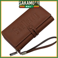 HP LONG FOLDING WALLET BAELLERRY BROWN LEATHER HETERO WA615B7 LARGE FIT CARD SLOThp WITH MANY ZIPPER