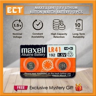 Maxell LR41 LR44 LR1130 1.5V Lithium Button Watch Battery - (2 Pcs / 10 Pcs)