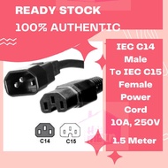 ⚡[P07] C14 to C15 Power Cord, IEC C14 Male to C15 Female Power Cord,10A 250V 1.5 Meter ⚡
