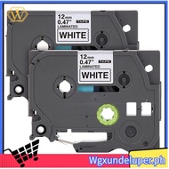 【W】Label Tape Replacement for  P-Press TZe Label Tape 12mm 0.47 Inch Laminated 26.2 Feet Black on Wh