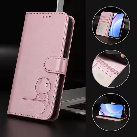 Cute Panda Wallet Case For ZTE Nubia Neo 3 GT Music 2 Focus Z70 Z70S Ultra Red Magic 10 Air A76 A55 