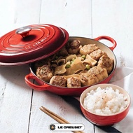 Le Creuset France enamel pot cast iron pot seafood pot pan white enamel non-stick pan home 26cm frying steaming stewing pot