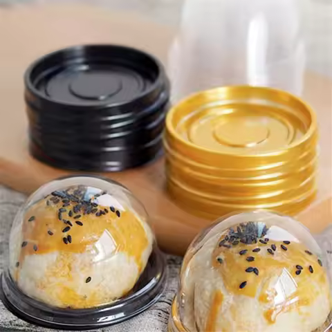 50-300pcs Packing Boxes Transparent Plastic Egg Yolk Crisp Moon Cake Boxes Disposable Dessert Packag