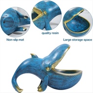Whale Statue Resin Whale Figurine Fun Candy Dish Key Bowl for Entryway Table Big Mouth Sculpture Tab