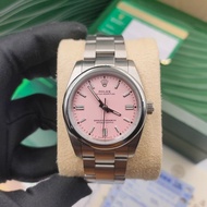 นาฬิกาข้อมือ RolEx Perpetual OP pastle pink &amp; tiffany blue 36mm - ขนาด 36 mm. - กระจกแซไฟร์ 100% - สแตนเลส 904L กันน้ำได้ งาน cc รอง Top