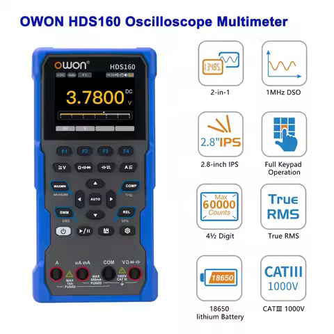 OWON HDS Oscilloscope Multimeter,4.5 Digit 20000/60000 Counts True RMS Multimeter,1MHz 1CH Oscillosc