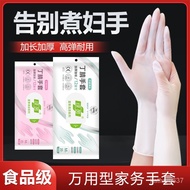 Hot🔥Food Grade Anti-Allergy Nitrile Dishwashing Gloves Lengthened Thick Non-Disposable Gloves for Kitchen Work Waterproo