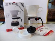 南美龐老爹咖啡 日本 Kalita 陶瓷濾杯 咖啡手沖壺套組 Drip set 102 1~4人份 玻璃分享壺 瀝水盤