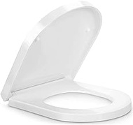 SADALAK D/U Shape Toilet Seat,Soft Close and Quick-Release for Easy Cleaning Toilet Seats Cover,Stable Hinge Design to prevent shifting -White Elongated Toilet Lid