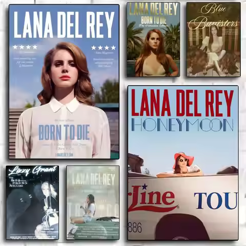Singer Lana Del Rey Poster Self-adhesive Art Waterproof Paper Sticker Coffee House Bar Room Wall Dec
