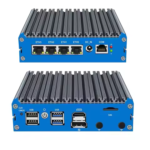 Celeron J5005 Industrial Fanless Mini Computer HD DP 4G SIM Windows 10 Linux J6412 With 4x 2.5G Lan 