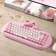 Cat Silicone Mechanical Keyboard Hot Swap Rgb Backlight Wireless Tri Mode Cute Pink Girl Gaming Keyb